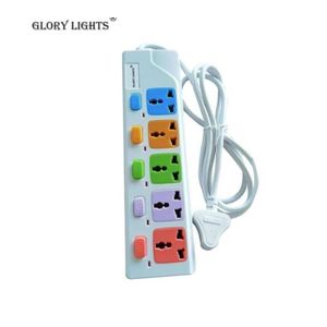 Powerful  2500W Electrical Extension Board Universal Way Power Button 3M Extension Cord Socket Charger Plug Adaptor 5 Power Plug - Multicolor