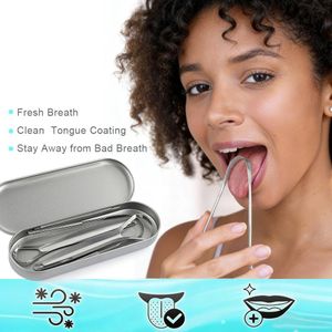 Boxed 3-Piece Stainless Steel Tongue Scraper Set Oral Tongue Cleaning Tool
