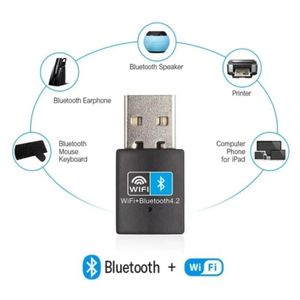 None 2 in 1 Wifi & Bluetooth USB Adapter Dongle -Black