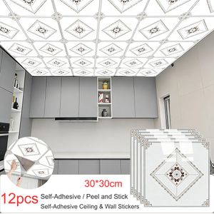 12-Piece Set - Self-Adhesive Ceiling Stickers - Waterproof and Oil-Resistant PVC Ceiling and Wall Stickers