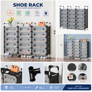 3:1 Plastic Cube Shoe Rack - Black