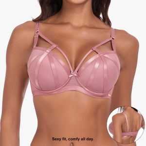Binnys Pink Fashion Chest Band Full Coverage Underwire T-Shirt Bra with Breathable Mesh Cups for Natural-Enhancement and Versatile Styling Women's Bra