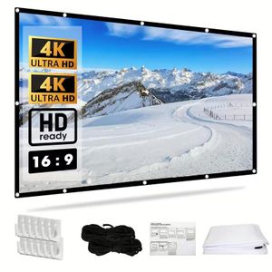 100 Inch 16:9 Projection Screen – Washable 4K Ultra HD Portable Projector Screen with 8 Hooks (2.21 × 1.24 m)