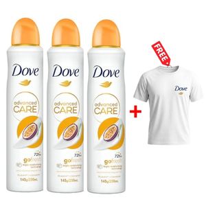 Dove Spray 250ml Passion Fruit (Pack Of 3) + Dove Branded T-Shirt Free
