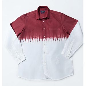 Oxemberg Men's Dip-Dye Long-Sleeve Cotton Shirt  - Red/White