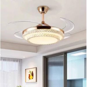 Executive 2 in 1 Retractable Led Ceiling Fanlight With Remote Control. Gold