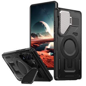 Sendo Phone Case, Compatible With  Galaxy A56 High Quality Shookproof, Armour Case With MAGSAFE Wireless Charging Support And Kick-Stand Camera Lens Cover- Black 