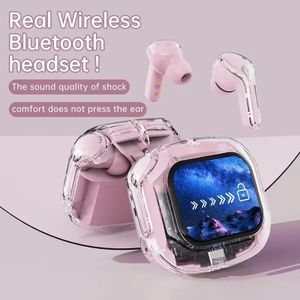 Wireless Earbuds with LED Power Display, ANC Noise Cancellation, HiFi Stereo Touch Control Earphones - Pink