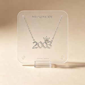 Unisex Crown 2004 Birth Year Silver Tone Stainless Steel Necklace Men Women Birthday Jewelry