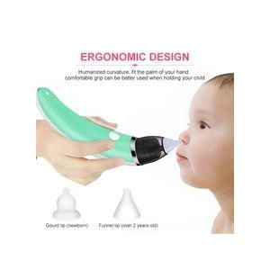 LM Smart Electric Baby Nasal Aspirator Absorber Equipment Silent Utensils Obstruction Rhinitis Cleaner New Born Items Care Tools Silicone Adjustable Health Safety Convenient Low Noise Rechargeable - Green