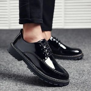 AIDAILU Men Formal Shoes Business Male PU Leather Shoes Luxury Bright Lace Up Shoe - Black - Black - EU 42