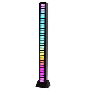 RGB Light Bar Sound Control Light 32-Bit Colorful Music Level Voice-Activated LED Lights Rhythm Recognition Light for Car Game Room Desktop DJ Studio