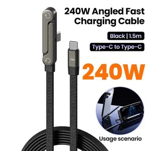 240W Angled Type-C to Type-C Fast Charging Cable (1.5m) - Rotating Right-Angle Braided Data Cable
