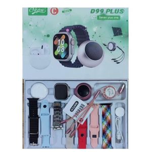 D99 Plus 7-in-1 Smartwatch Combo Set With Wireless Earbuds & Mini Speaker