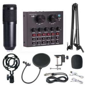 Professional Profoundly V8 Studio Condenser Microphone Kits with Soundcard, Audio Mixer- Black