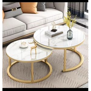 Modern Marble Top Nesting Coffee Table Set, center table