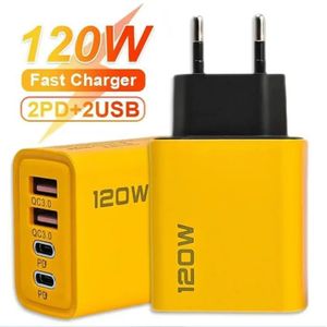 General 4 Ports 120W USB C PD Charger Quick Charge 3.0 Fast Charging Type C USB Phone Charger Adapter For iPhone 15 14 13 Samsung Xiaomi