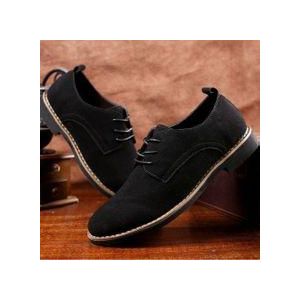 Banagat Men Oxfords Office Loafers PU Suede Wedding Formal Chelsea Shoes Corporate Black