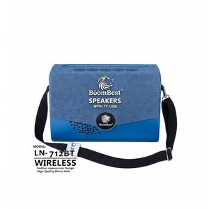 BoomBest  LN-712BT Portable Bluetooth Wireless Speaker – Super Bass, USB/TF, FM Radio, AUX – Blue