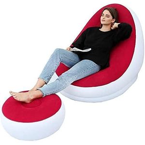 2-in-1 Set Portable Air Inflatable Lazy Sofa Set - Red & White