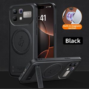 Infinix Note 60 Pro High Quality MAGSAFE, Wireless Charging luxury leather Case With Kick-Stand - Black