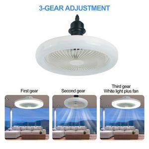 E27 Screw Fan Light,2 in 1 LED Ceiling Fan with Remote Control,Silent Fan-White