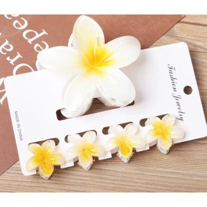 5PCS Floral Hair Claw Clip Set – 1 Large + 4 Small Strong Hold Clips for Women & Girls - Yellow