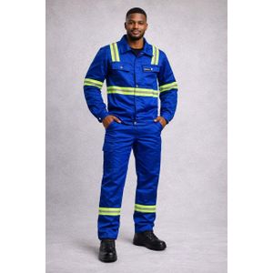 Industrial Safety Reflective Workwear Set – BLUE Protective Jacket & Trousers