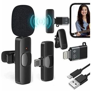 K9 Professional Microphone Wireless Lavalier Microphone for Android Type C iPhone Live Game Recording Interview Vlog