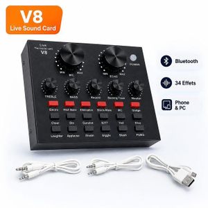 V8 Live USB Bluetooth Sound Card, suitable for karaoke, live streaming, recording, podcasting and gaming audio output interface