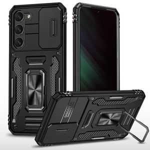 Baseus Phone Case, Compatible With Galaxy S22 Plus Phone, Slide Window Lens Protection with Magnetic Stand Ring - Black 