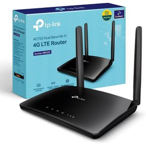 TP-Link Archer MR202 Box 4G Router 4G LTE 150Mbps WiFi AC 750Mbps, 2 x SMA for External Antenna, 4 Ethernet Ports, Removable Antennas, SIM Card Modem for Any Network  - Black