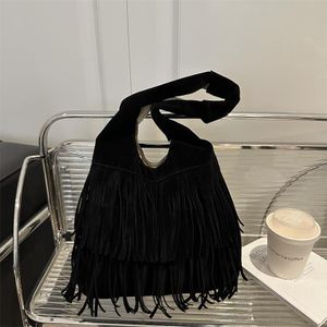 GALUIN Large-capacity suede tassel crossbody women's shoulder bag