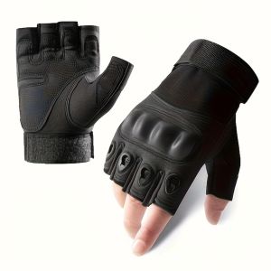 Sports Fingerless Gloves With Hard Knuckle Anti-Slip Adjustable