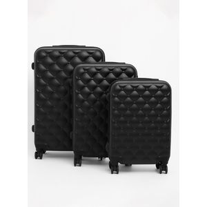 3-Piece Hard-Shell Luggage Set - 20", 24", 28" Lightweight PC+ABS Suitcases with 360° Spinner Wheels, TSA Lock, & Adjustable Telescopic Handle - Durable Expandable Travel Suitcase Set for Family or Business Trips - Black