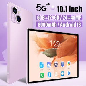 Adults Tablets, 10.1 Inch Android 13 Sim 6GB+128GB Keyboard Mouse Tablet Case(Purple)