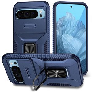Google Pixel  9/ 9 Pro XL / 10 / 10 Pro XL/ 11 Pro XL High Quality Case,  Slide Window Lens Protection with Magnetic Stand Ring (Type2) - Blue 