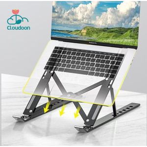 Cloudoon Adjustable Aluminum Laptop Stand with 6 Angles, Foldable Portable Notebook Riser for Desk & Travel