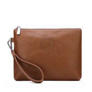 Men's Casual Large-Capacity Wristlet Bag - Soft Leather Clutch for Phone & Wallet
