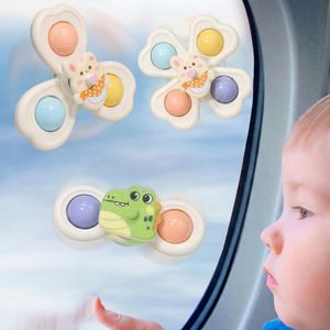 Digabi Baby Suction Cup Spinner Toys with Pop Fidget 3 in 1 Set Cute Animal Sensory Toys for Toddlers 3pcs