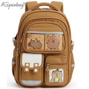 Waterproof Primary School Bag, Capybara Cartoon Spine Protection Backpack for Grades 1-3 (Boys & Girls)