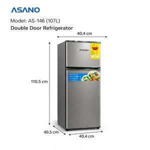 Asano AS-146 107L Double Door Refrigerator - Grey