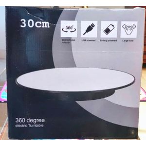 360-Degree Electric Rotating Display Stand – Dual Powered Motorized Photography Turntable (Black)