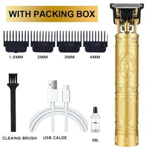 Pride Wolf Professional Vintage T-Blade Hair Clipper & Trimmer - Cordless, Rechargeable (Gold)