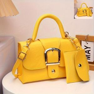 Gukbis Women's crossbody/shoulder bag, classic cute g-enuine leather mini handbag - Yellow