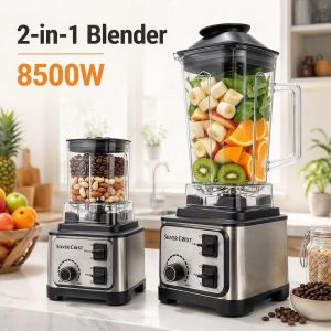 SILVER CREST 2-in-1 Heavy Duty Blender High-Speed Grinder 8500W 2.5L Black & Silver