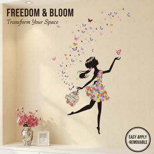 ASCENT Butterfly & Girl Wall Decal Removable Stickers Home Bedroom Living Room Decor