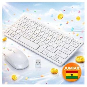 Mini Wireless Keyboard With Mouse - White