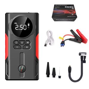 Portable 6-in-1 Car Jump Starter  with Tire Inflator , Power Bank & Lights - Black
