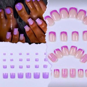 SHEIN 48Pcs Toe And Fingers Nails + Sticker Glue + Nail File